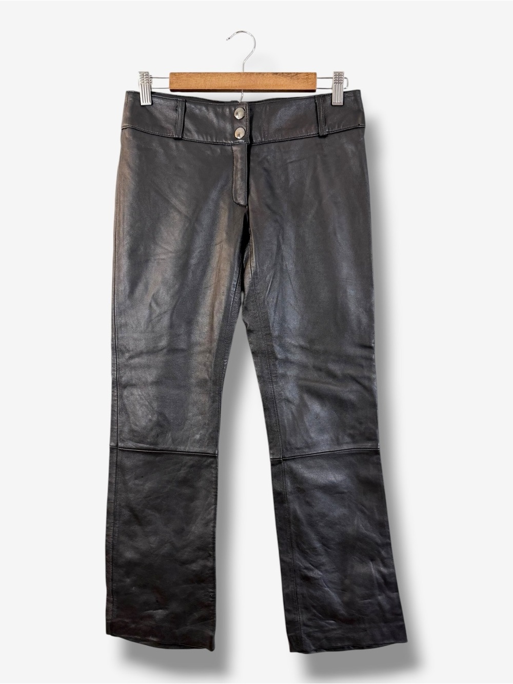 Wilsons Leather Maxima Black Pants Size 4 Bootcut Leg Biker Goth Rocker Punk Emo